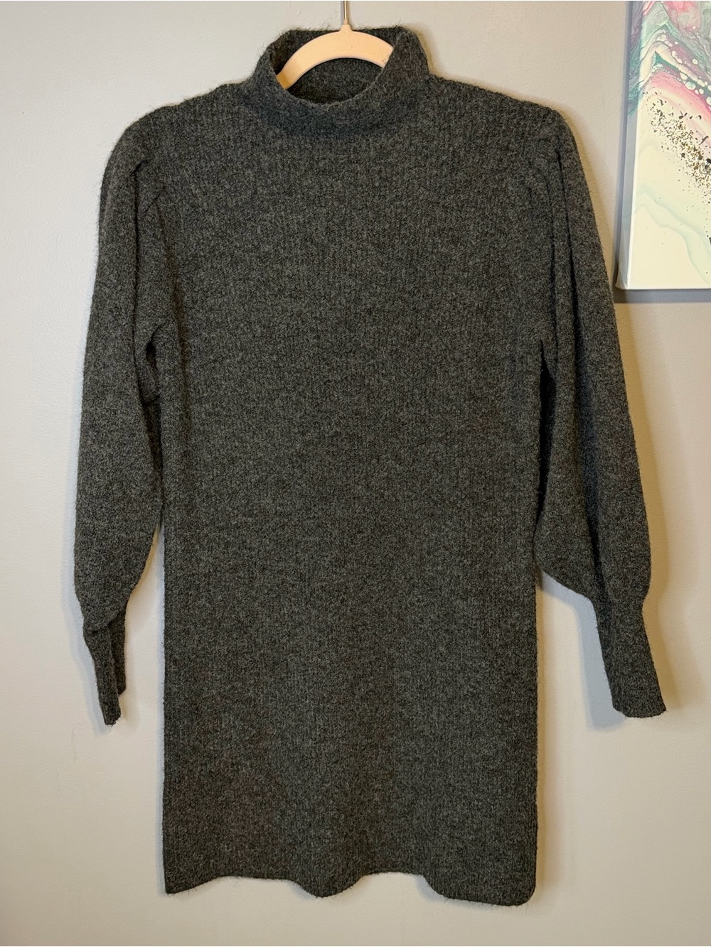 Blu Pepper Mock Neck Sweater Dress - Charcoal Gray